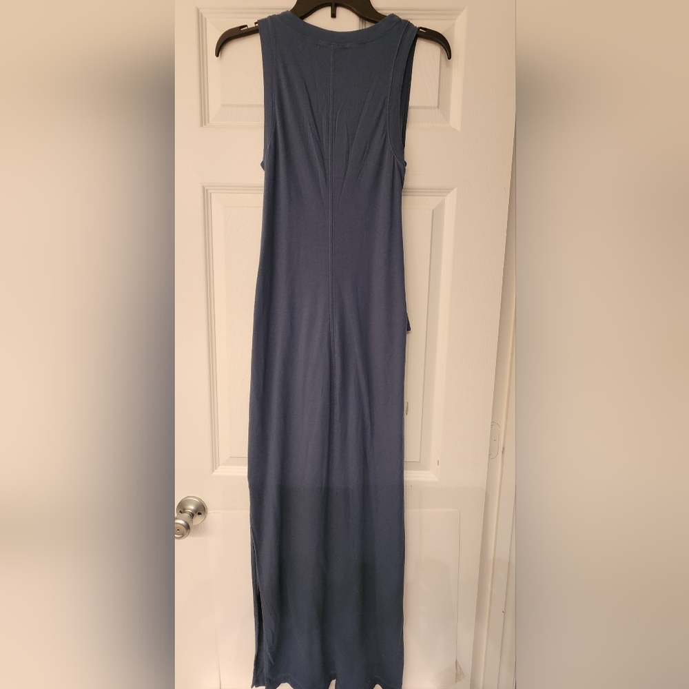 Michael Stars Solange tie waist jersey maxi dress in pebble Blue - Picture 5 of 11